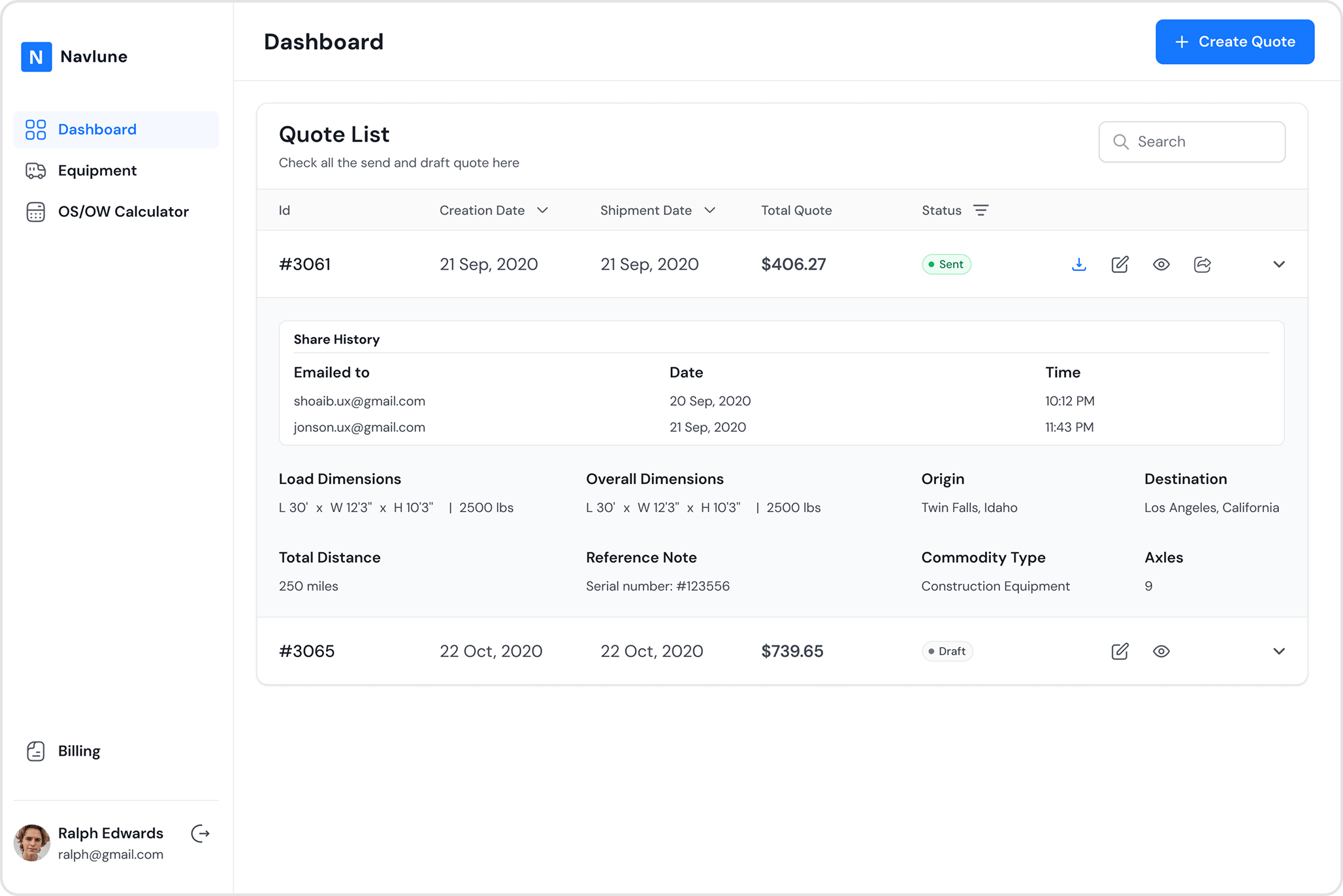 Navlune Dashboard